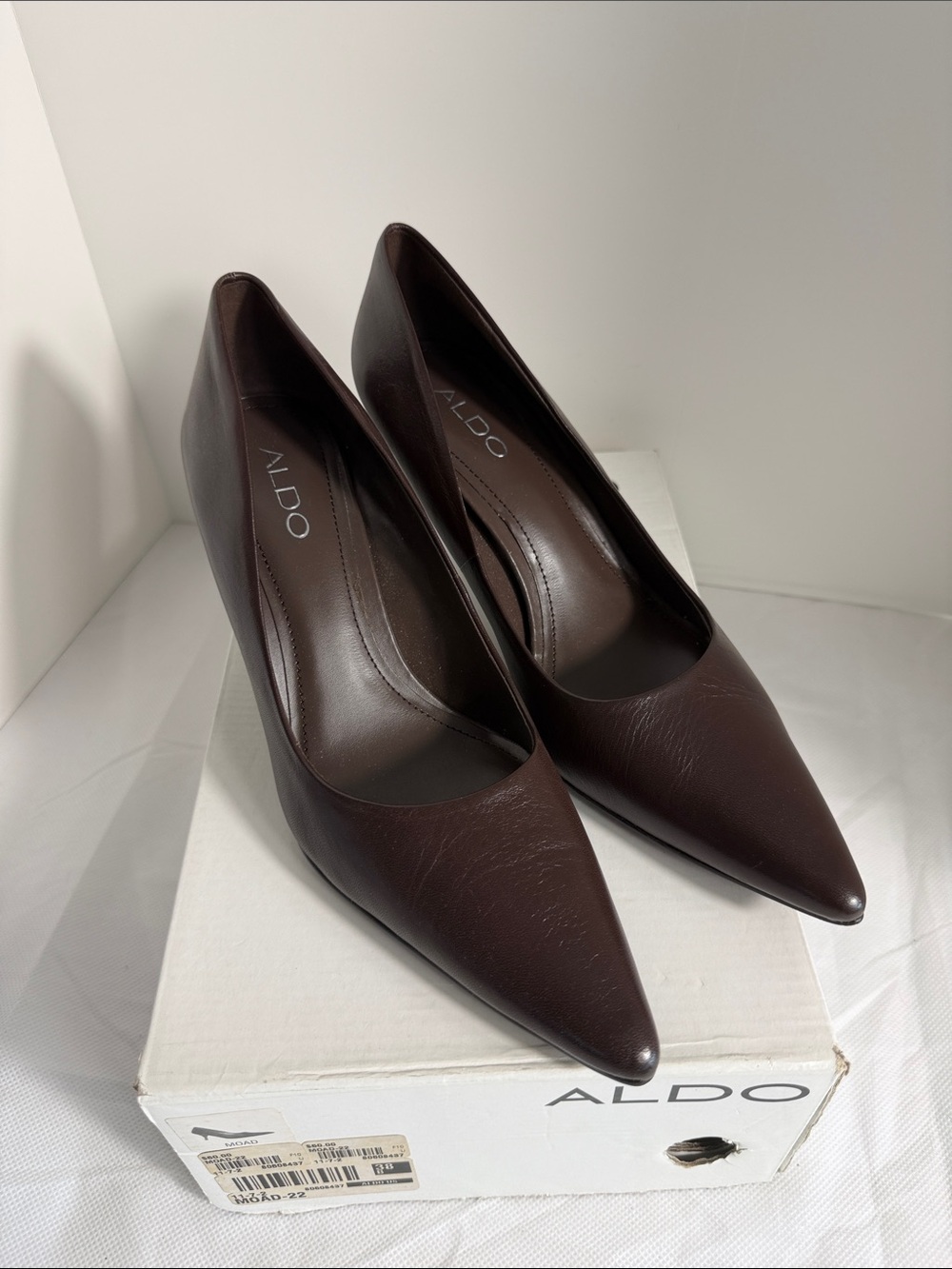 ALDO Dark Brown Pointed Toe Leather Pumps